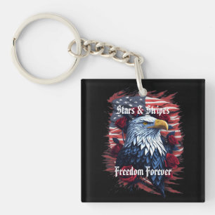 Porte-clés Étoiles Rayures Liberté Pour Toujours Aigle Drapea