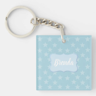 Porte-clés Étoiles sur Monogramme bleu ou nom personnalisé