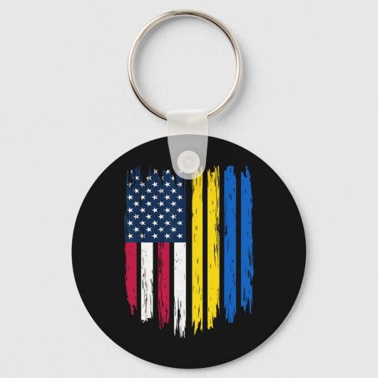 Porte-clés Étranger immigrant - États-Unis Ukraine Drapeau (Recto)