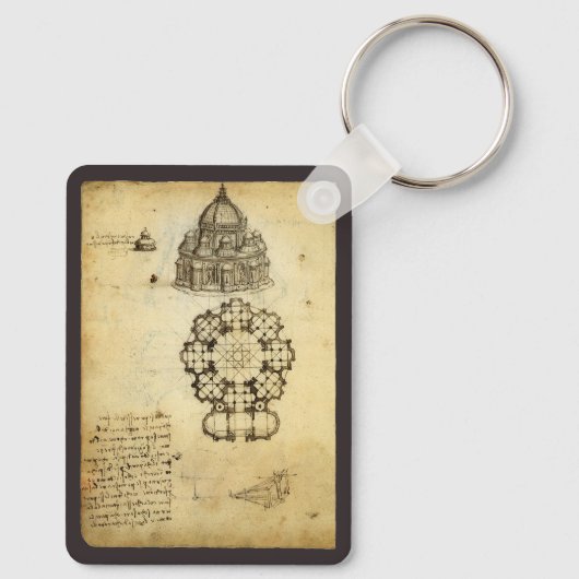 Porte-clés Étude de cathédrale architecturale par Léonard de (Verso)