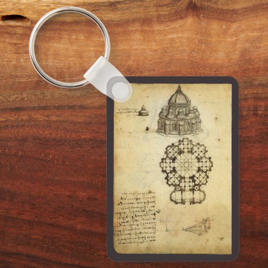 Porte-clés Étude de cathédrale architecturale par Léonard de (Recto)