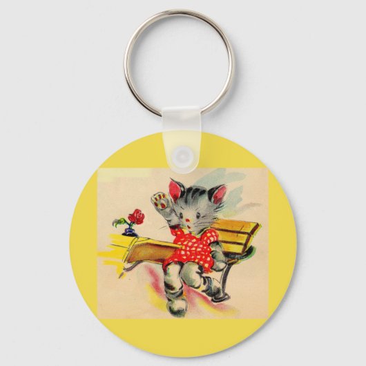 Porte-clés étudiant en chat kitten (Recto)