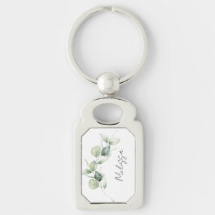 Porte-clés Eucalyptus en aquarelle personnalisé