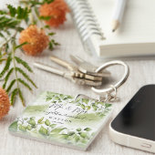 Porte-clés Eucalyptus Verdure Blush Moderne Script tendance (Devant Droit)