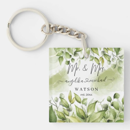 Porte-clés Eucalyptus Verdure Blush Moderne Script tendance (Devant)
