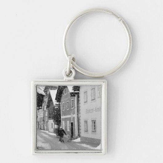 Porte-clés Europe, Autriche, Hallstat. Rue enneigée (Devant)