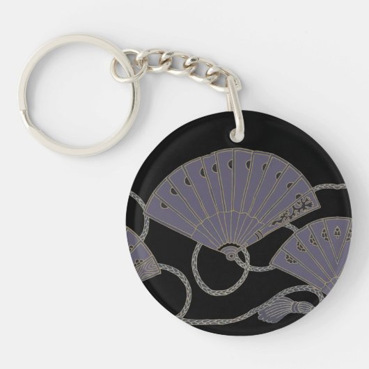 Porte-clés Éventail Violet Élégant (Devant)