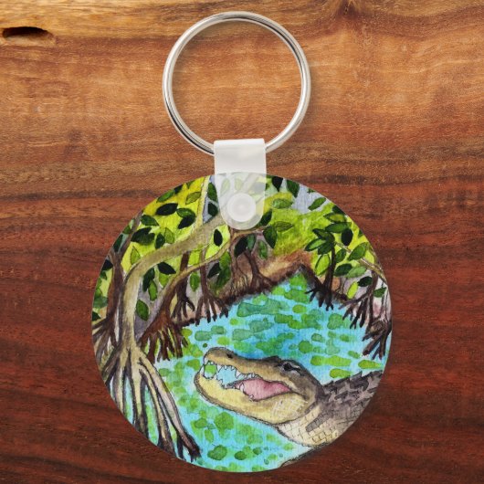 Porte-clés Everglades Aquarelle Crocodile Alligator Floride (Recto)