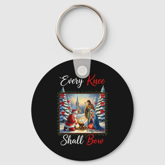Porte-clés Every Knee Shall Bow Santa Christmas Nativity Scen (Recto)