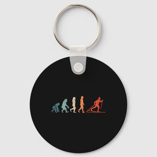 Porte-clés Évolution de ski de fond tenue drôle de ski (Recto)
