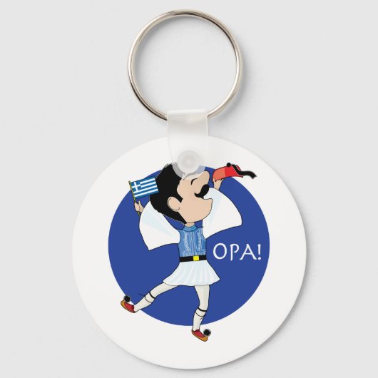 Porte-clés Evzone grecque danser avec Drapeau OPA! (Recto)