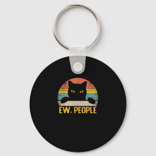 Porte-clés Ew, Gens Chat Noir Vintage Rétro - Drôle Chat_1