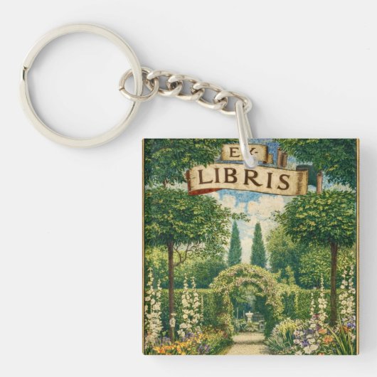 Porte-clés Ex Libris de jardin vintage (Devant)