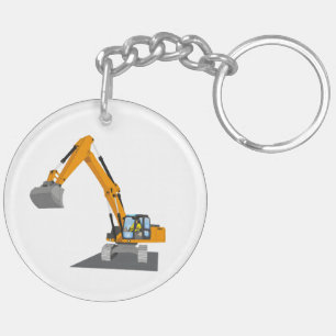 Porte-clés excavatrice de chaîne orange