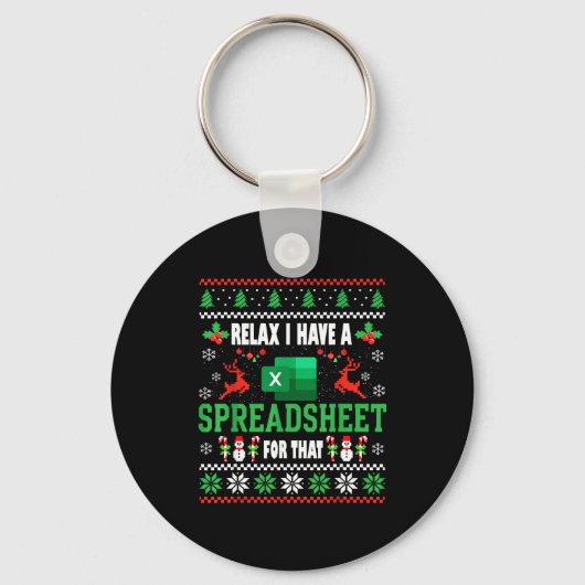 Porte-clés Excel Ugly Christmas Sweater I Have A Spreadsheet (Recto)