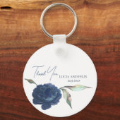 Porte-clés Exemple de Rose bleu de la marine Merci de Mariage (Recto)