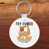 Porte-clés Exercice drôle des abdos Frites Construction muscu (Recto)