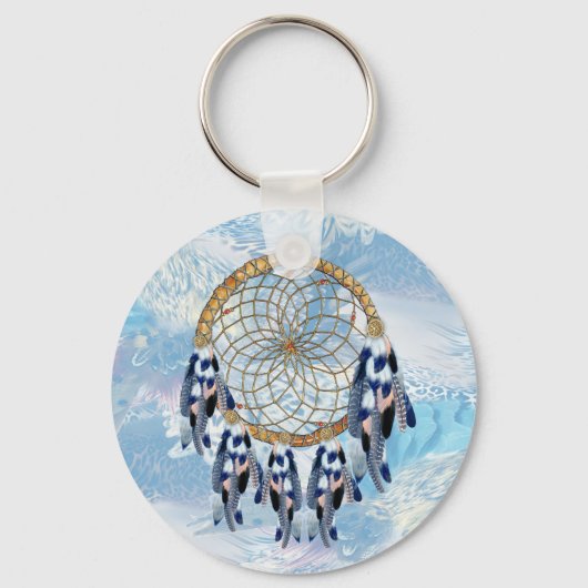 Porte-clés Exotic Blue Dream Catcher Groomsman cadeau (Recto)