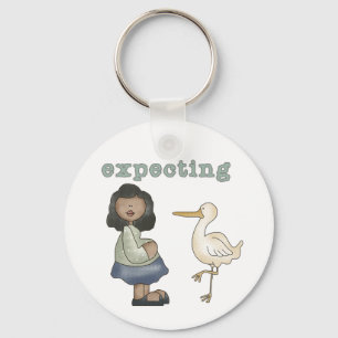 Porte-clés Expecting - African American Mom to Be and Stork