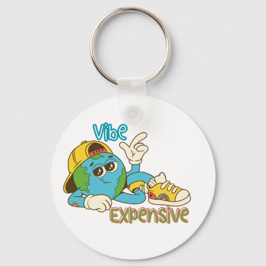 Porte-clés Expensive Vibe – Cool Retro Earth Character Design (Verso)