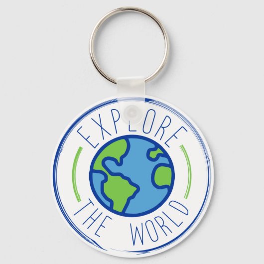 Porte-clés explorer le monde autocollant voyage (Recto)
