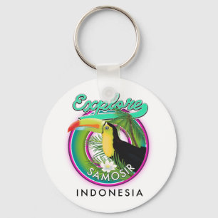 Porte-clés explorer Samosir indonésie logo de voyage