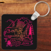 Porte-clés Explorez Plus Camper Rose Van Mountain Nature Love (Verso)