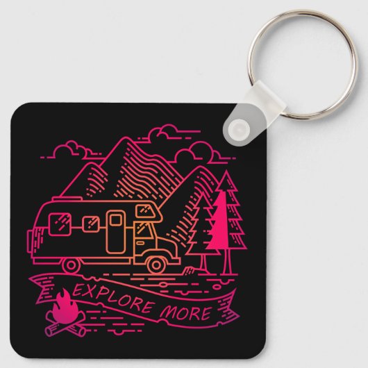 Porte-clés Explorez Plus Camper Rose Van Mountain Nature Love (Dos)