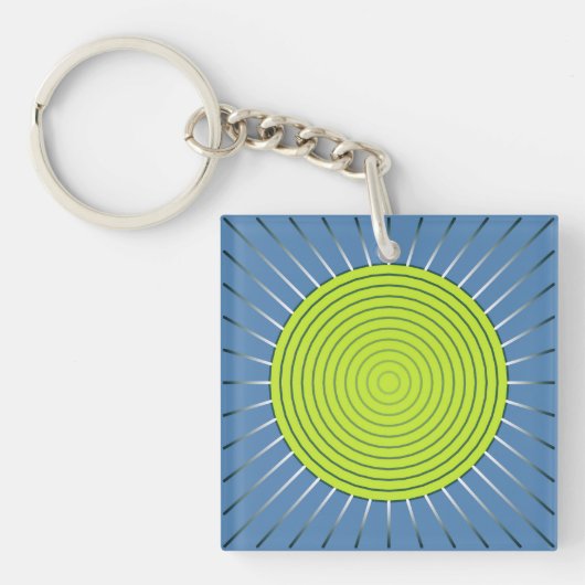 Porte-clés Explosion de soleil géométrique moderne - Vert cit (Devant)