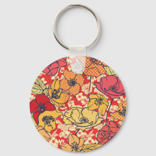 Porte-clés Explosion florale : Tendance Vintage transparente.