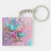 Porte-clés Explosion Peinture Abstraite rose Turquoise Lilac (Dos)