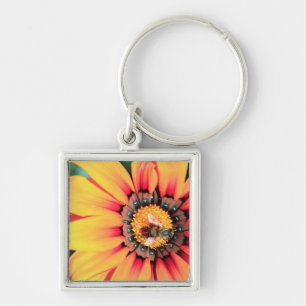 Porte-clés Extrême Gros Plan D'une Abeille Collectant Du Poll