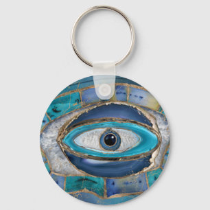 Porte-clés Eye Amulet Agate and gold