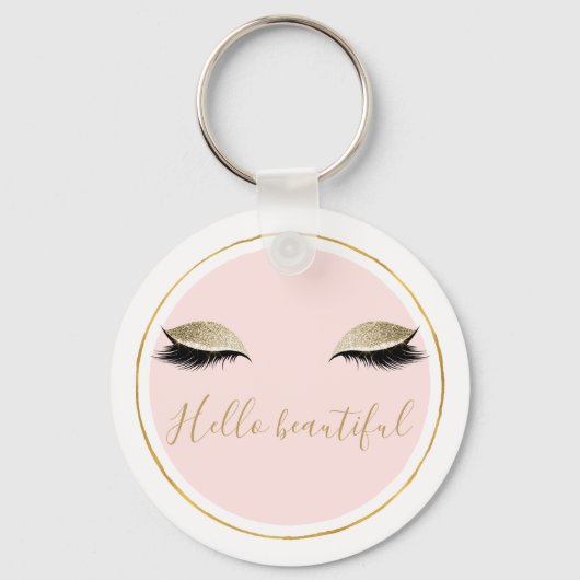 Porte-clés Eyelashes Noir Rose Or Glitzy (Recto)