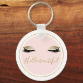 Porte-clés Eyelashes Noir Rose Or Glitzy (Recto)