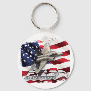 Porte-clés F-22 Raptor et drapeau américain