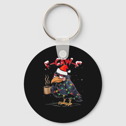 Porte-clés F-caw-f Christmas Crow Xmas Goth Lights Santa Hat (Recto)