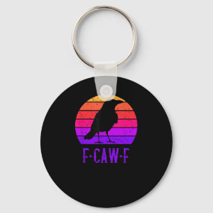 Porte-clés F-Caw-F Corbeau Oiseau Rétro Coucher de Soleil Vin