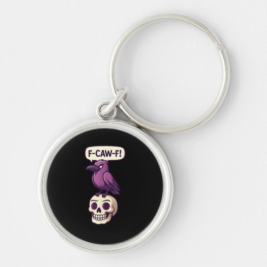 Porte-clés F-Caw-F Crow Skull Halloween Humor Graphic Design (Devant)