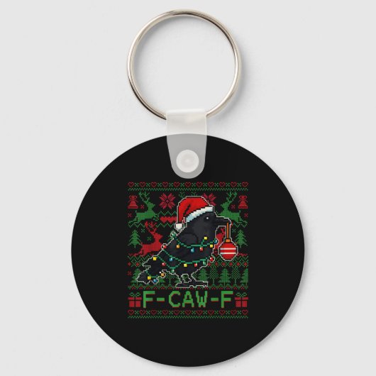 Porte-clés F-caw-f Funny Black Bird Humor Christmas Ugly Swea (Recto)