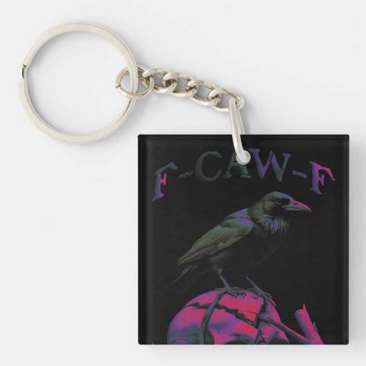 Porte-clés F-Caw-F Funny Black Crow Bird (Devant)