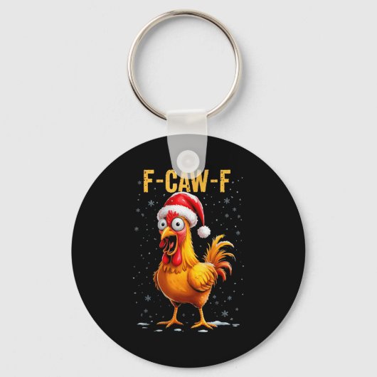 Porte-clés F-caw-f Funny Chicken Humor Meme Christmas Men Wom (Recto)