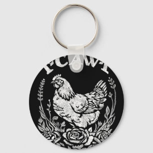 Porte-clés F-caw-f jeu de mots de sarcasme de poulet drôle Fe