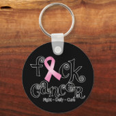 Porte-clés F*CK Cancer du sein (ruban rose) (Recto)