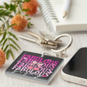Porte-clés Fabuleux Cinquante Pink Gradient Cerry Bow Anniver (Devant Droit)