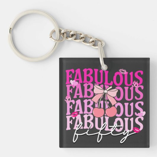 Porte-clés Fabuleux Cinquante Pink Gradient Cerry Bow Anniver (Devant)