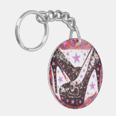 Porte-clés Fabuleux flamboyant rose violet hauts talons étoil (Devant gauche)