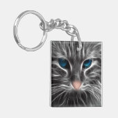 Porte-clés Face de chat bleu magnifique (Devant gauche)
