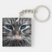 Porte-clés Face de chat bleu magnifique (Dos)