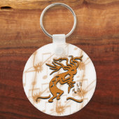 Porte-clés Face Droite Musicien Kokopelli Avec Notes Musicale (Recto)